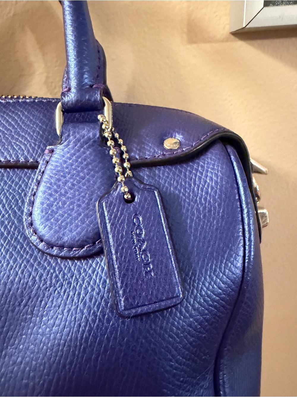 Coach 2015 Metallic Purple Pebbled Leather Mini Bennett satchel F36592 - Picture 3 of 10